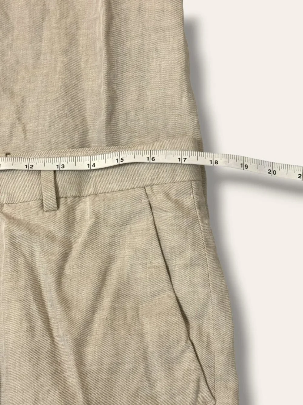 Perry Ellis Pants Mens 34x30 Linen Blend Pleated Dress Trouser Tan Lightweight